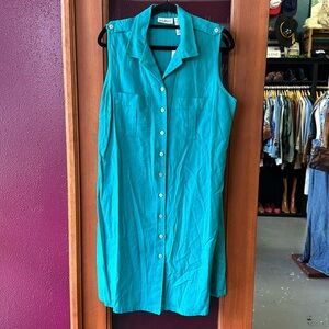 NWT Teal linen blend sleeveless dress
